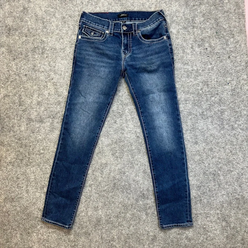 True Religion Rocco Big T Flap Pocket Jeans M Size 30 Contrast Stitch Horseshoe